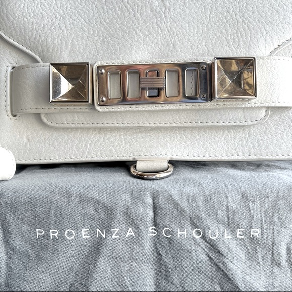 COPY - PROENZA SCHOULER white grainy calf skin Italian leather PS11 Wristlet cl… - Picture 2 of 13